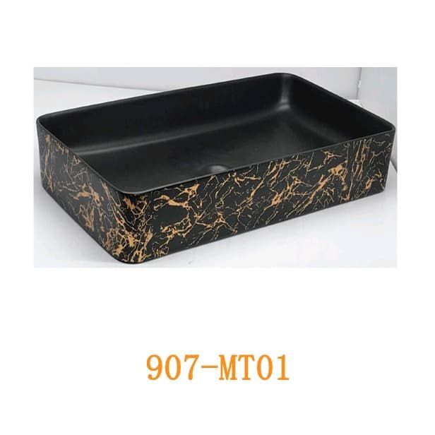 Zip Siyah Kahverengi Kare Desenli Çanak Lavabo 40X30X13
