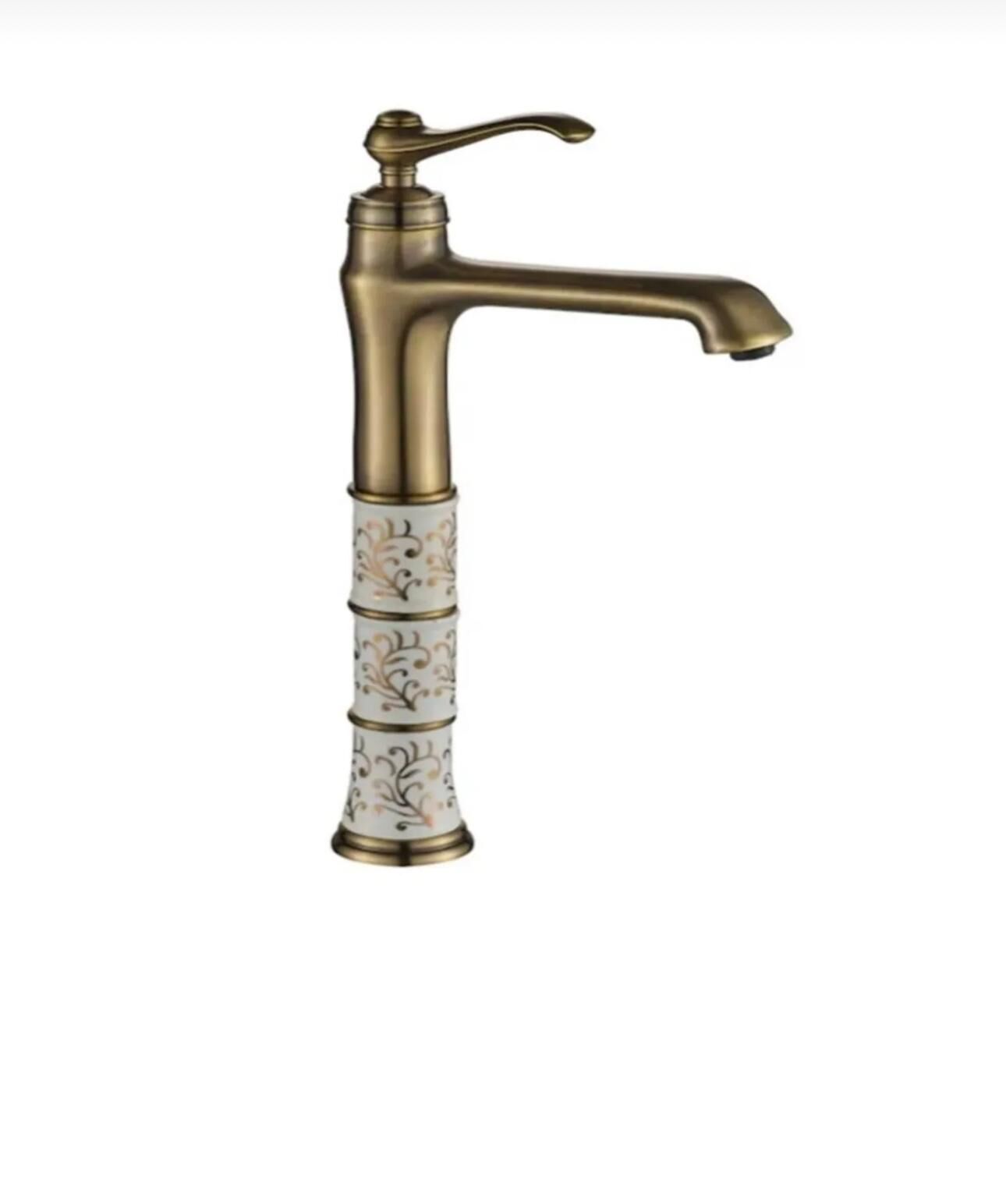 Antik Gold Çanak Lavabo Armatür Vintage Tasarım Çanak Uyumlu Batarya