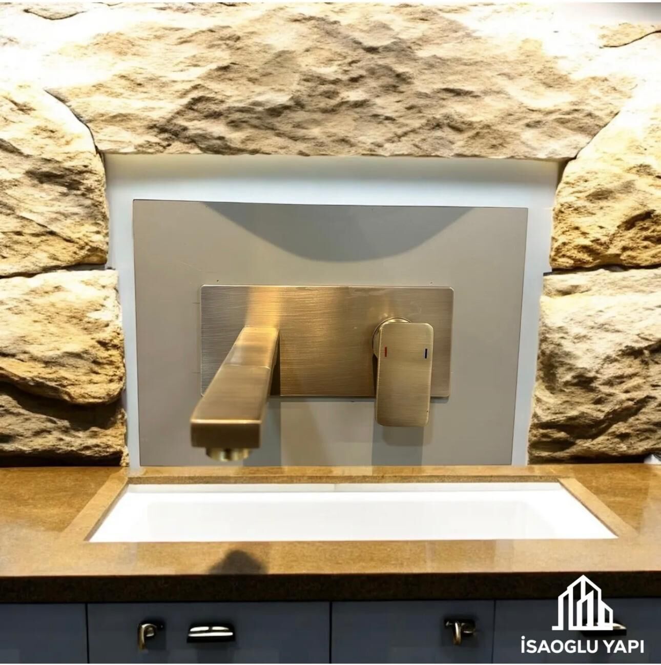 Antik Gold Duvardan Ankastre Batarya Ankastre Lavabo Armatürü Pirinç