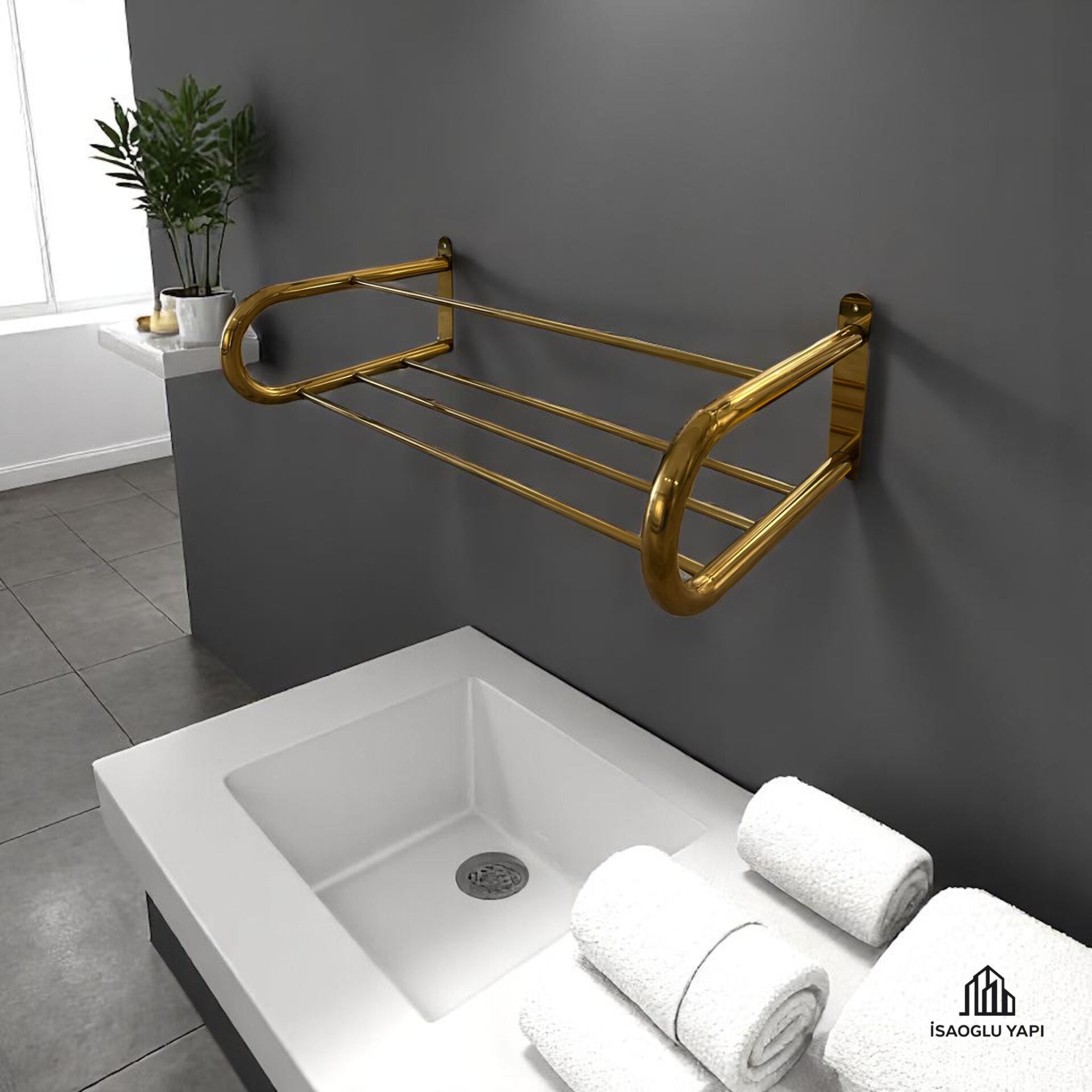 Mat Gold Havluluk Otel Tipi Raf Havluluk Fırçalanmış Mat Gold Premium Havluluk