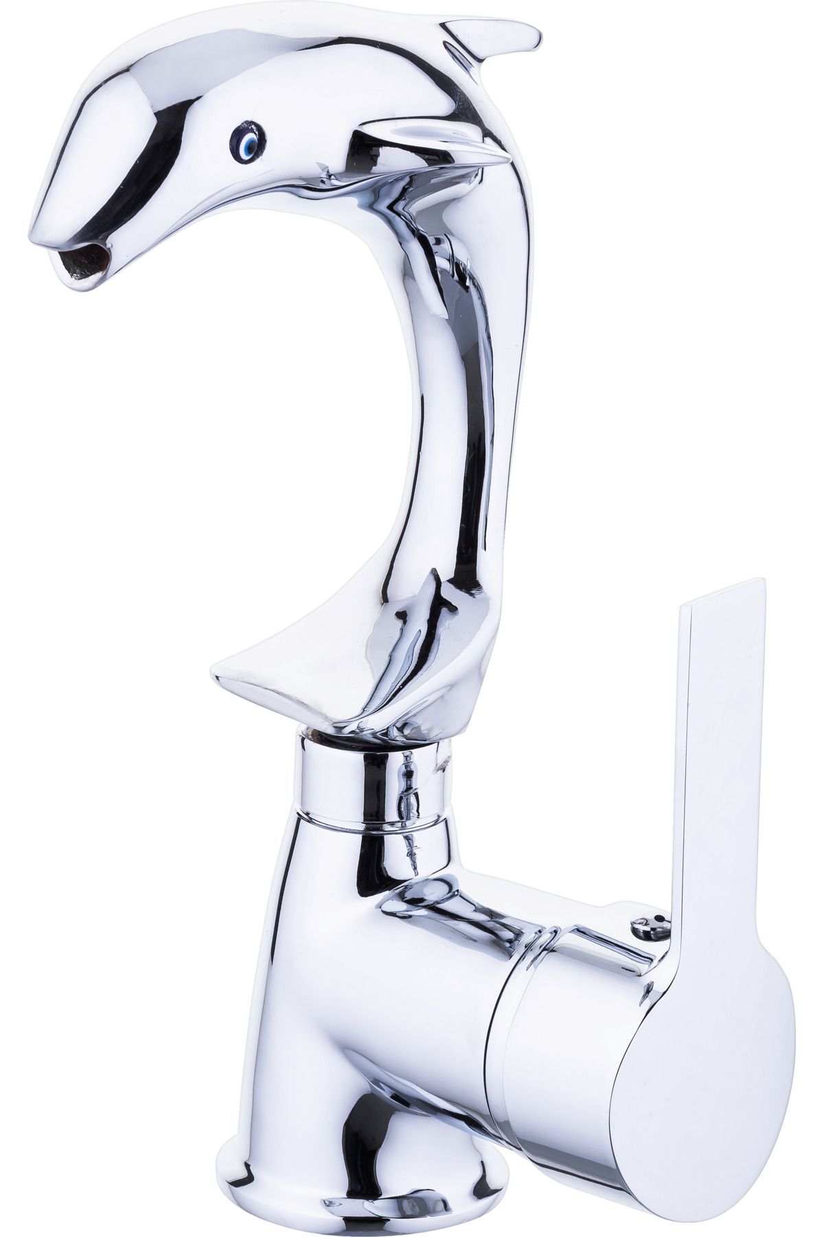 Lavabo Bataryası Yunus Balığı Tasarım Banyo Musluğu Özel Üretim Lavabo Musluk Gümüş Renk