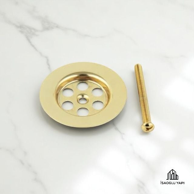 Gold Lavabo Gideri Altın Sifon Süzgeç Gold Vida Dahil