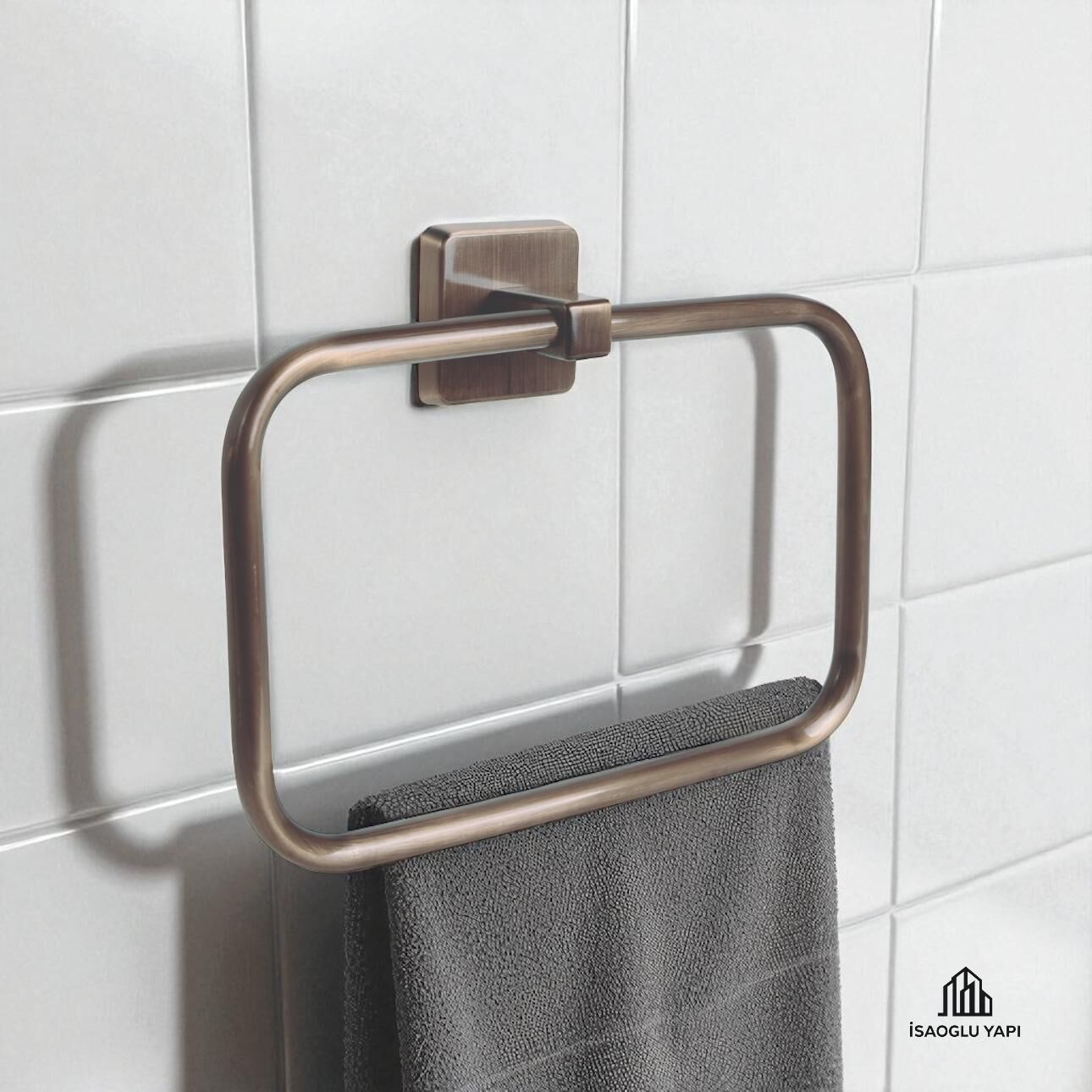 Antik Gold Banyo Havluluk Kare Modern Tasarım Pirinç Malzeme Eskitme Gold Havluluk