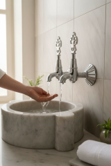 Hamam Musluğu Seti Krom Renk Osmanlı Muslukları Pirinç Malzeme Paslanmaz Kurna Muslukları 2 Adet