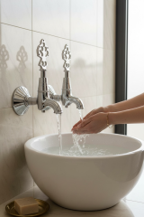 Hamam Musluğu Seti Krom Renk Osmanlı Muslukları Pirinç Malzeme Paslanmaz Kurna Muslukları 2 Adet