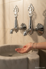 Hamam Musluğu Seti Krom Renk Osmanlı Muslukları Pirinç Malzeme Paslanmaz Kurna Muslukları 2 Adet