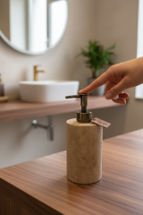 Eskitme Antik Gold Traverten Lavabo Seti 5 Parça Doğal Banyo Seti Birinci Kalite Mermer