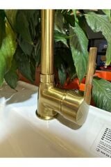 Mat Gold Lavabo Bataryası Yüksek Model Mat Altın Armatür
