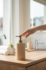 Antik Gold Traverten Mermer Sabunluk Doğal Pürüzsüz Yüzey Birinci Kalite Mermer Sabunluk