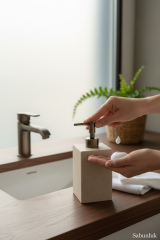 Traverten Sabunluk Antik Gold Doğal Taş Mermer Banyo Sabunluk Özel Tasarım