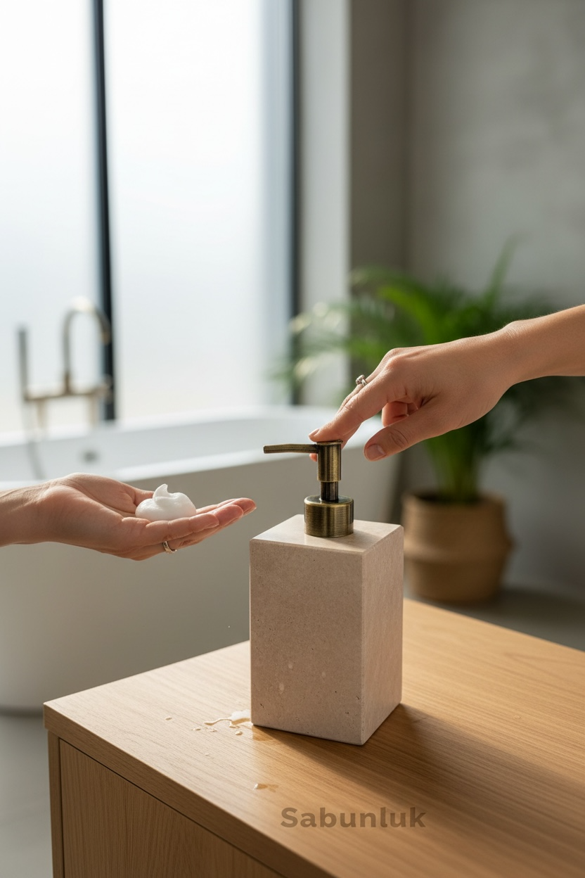 Traverten Sabunluk Antik Gold Doğal Taş Mermer Banyo Sabunluk Özel Tasarım