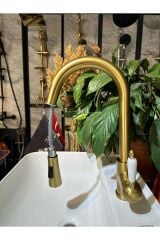 Mat Gold Spiralli Evye Bataryası Mat Altın Uzayan Sistem Armatür Vintage Tasarım