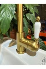 Mat Gold Spiralli Evye Bataryası Mat Altın Uzayan Sistem Armatür Vintage Tasarım