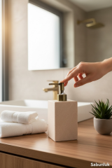 Traverten Eskitme Sabunluk Doğal Taş Retro Sıvı Sabunluk Antik Gold