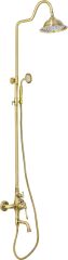 Antik Gold Retro Duş Sistemi Mat Gold Fırçalanmış Alt Armatür Dahil Banyo Duş Seti Pirinç Materyal