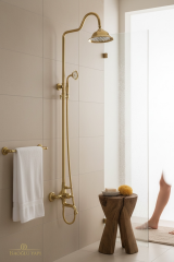 Gold Retro Duş Sistemi Alt Armatür Dahil Altın Duş Seti Pirinç Materyal Tepe Yağmurlamalı Klasik