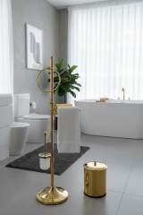 Banyo Seti Gold Renk Fırçalık Havluluk Kova Tuvalet Kağıtlık Retro Tasarım Pirinç Malzeme Banyo Set