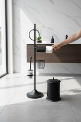 Siyah Banyo Seti Fırçalık Tuvalet Kağıtlık Kova Havluluk Retro Seri Pirinç Malzeme Mat Siyah Renk