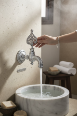 Osmanlı Hamam Musluğu Ağır Model Desenli Tasarım Gümüş Renk Tüm Banyolara Uyumlu