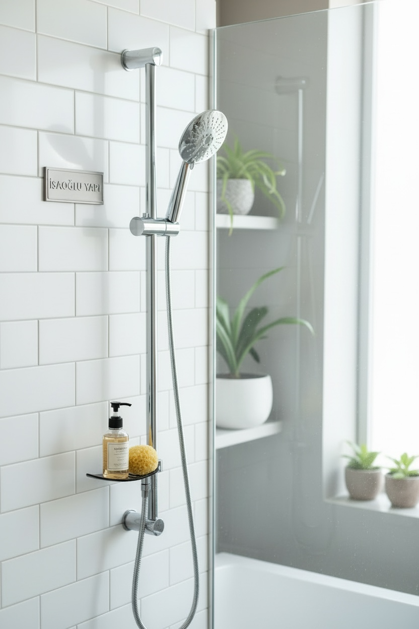 Duş Sistemi Yuvarlak Oval Tasarım Sürgülü Duş Başlığı Seti Silver Gümüş Krom Renk