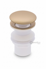 Lavabo Sifonu Mat Altın Bas Bırak Sistem Lavabo Ortası Gider Sifonu Mat Gold