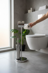 Tuvalet Kağıtlık Klozet Fırçalık Seti Paslanmaz Pirinç Malzeme Banyo Modern Ayaklı Set