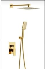 Gold Ankastre Duş Sistemi 5 Yıl Garantili Duş Seti Ankastre Duvardan Tasarım Duş Başlığı