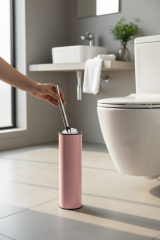 Pembe Klozet Fırçası Renki Banyo Tuvalet Fırçası Paslanmaz Çelik Malzeme Anti Bakteriyel Hijyenik