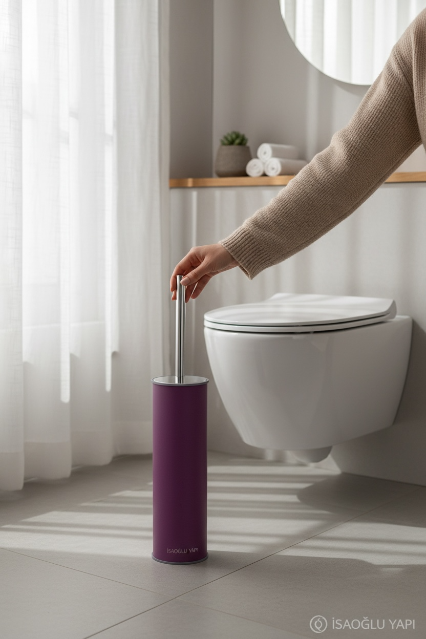 Mor Klozet Fırçası Renki Banyo Tuvalet Fırçası Paslanmaz Çelik Malzeme Anti Bakteriyel Hijyenik