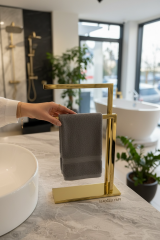 Gold Tezgah Üstü Havluluk Kare Modern Tasarım Çiftli Banyo Havluluk Aksesuarlık Pirinç Ürün