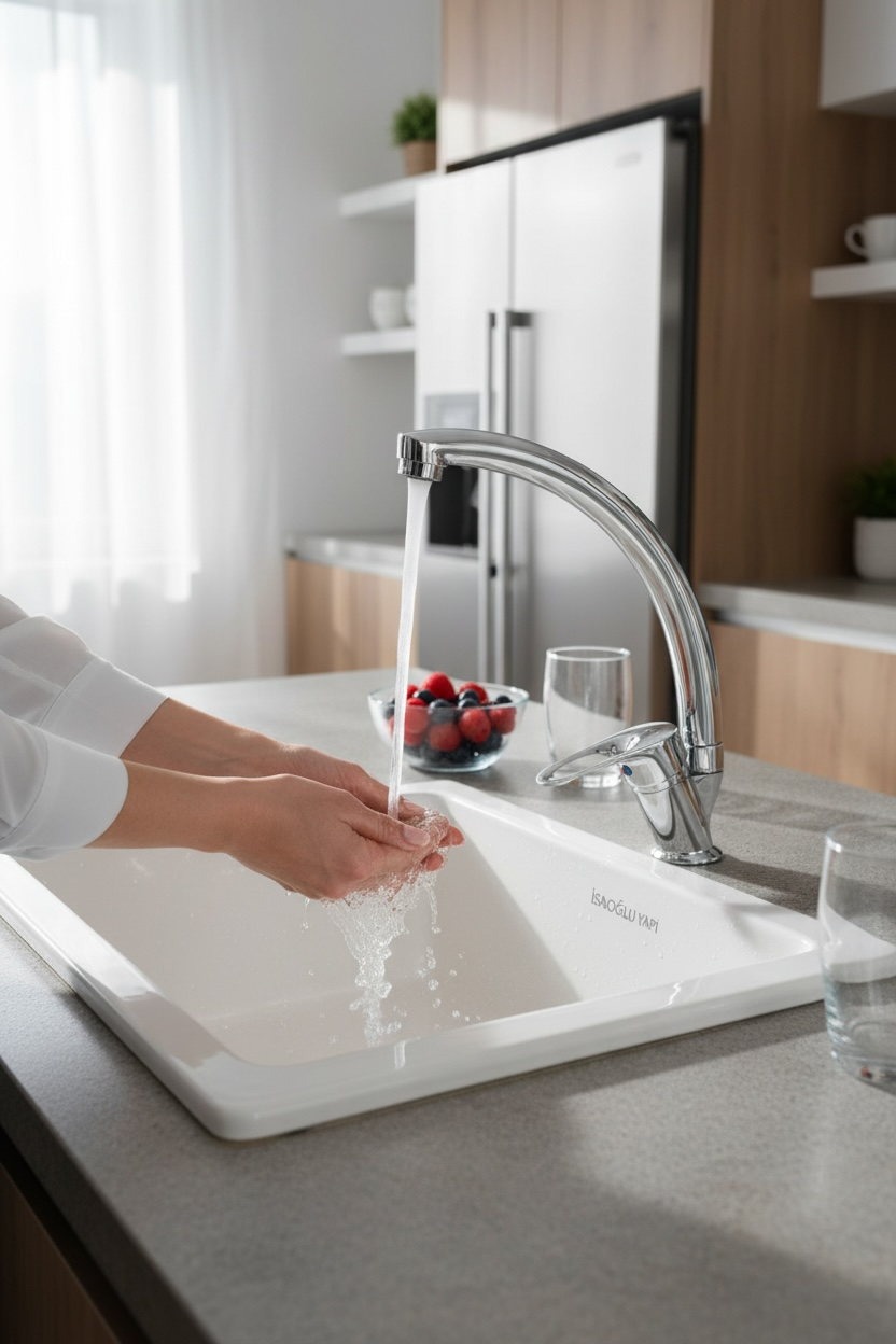 Mutfak Bataryası Pirinç Malzeme Garantili Evye Musluğu Modern Tasarım Yüksel Model Armatür