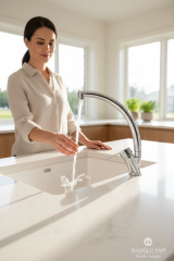 Mutfak Bataryası Pirinç Malzeme Garantili Evye Musluğu Modern Tasarım Yüksel Model Armatür