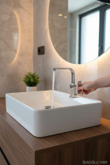 Lavabo Bataryası Kare 360 Derece Dönebilen Yüksek Model Banyo Lavabo Armatür Pirinç Malzeme