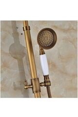 Antik Gold Duş Sistemi Klasik Tasarım Yağmurlama Seti Armatür Dahil Komple Set Mat Gold