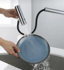 Spiralli Evye Bataryası Çekmeli Uzayan Sistem Şelale Akışlı Tazzikleme Özellikli Mutfak Musluğu