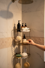 Antik Gold Üçlü Şampuanlık Köşelik Eskitme Antik Pirinç Materyal Paslanmaz Garantili