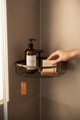 Antik Gold Şampuanlık Tekli Duş İçi Raf Eskitme Antik Paslanmaz Pirinç Sabunluk