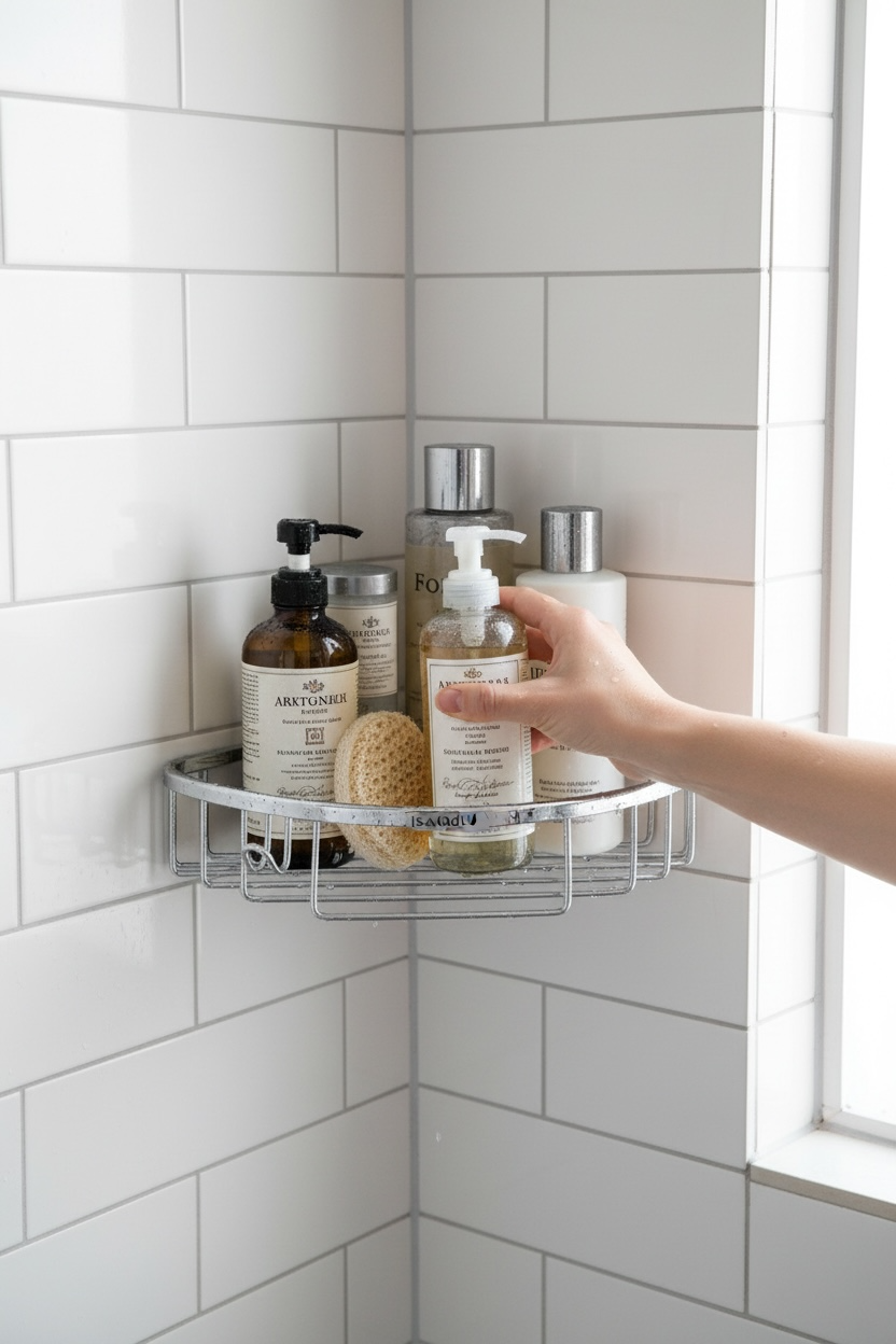 Şampuanlık Krom Tekli Duş İçi Raf Şampuanlık Pirinç Ömür Boyu Paslanmaz Garanti Sabunluk