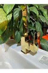 Gold Lavabo Bataryası Kolay Abdest Yüksek Model Banyo Musluğu Kare Tasarım Armatür