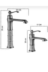 Çanak Lavabo Bataryası Lavabo Armatürü Yüksek Model Vintage Tasarım Lavabo Musluğu İşlemeli