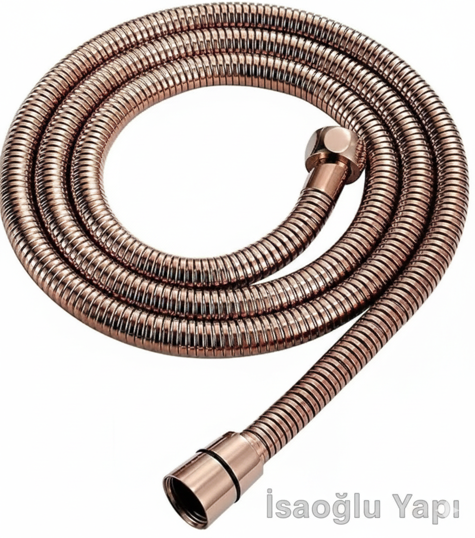 Bakır Duş Hortumu Bronz 150 Cm Duş Zinciri Paslanmaz Bakır Spiral