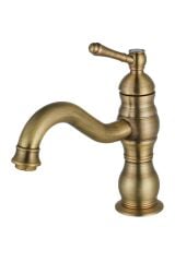 Mat Gold Klasik Lavabo Bataryası Fırçalanmış Gold Armatür Banyo Musluğu