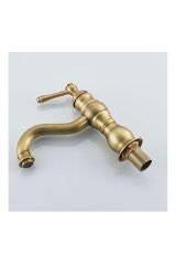 Mat Gold Klasik Lavabo Bataryası Fırçalanmış Gold Armatür Banyo Musluğu
