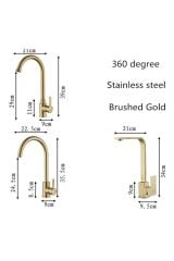 Mat Gold Mutfak Bataryası Fırçalanmış Gold Evye Musluğu Kare Armatür