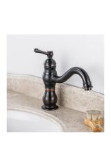 Siyah Klasik Lavabo Bataryası Vintage Armatür Banyo Bataryası