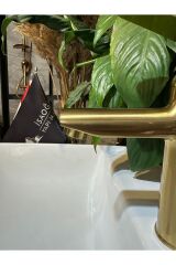 Mat Gold Lavabo Bataryası Frezya Lavabo Musluğu Mat Altın Armatür Fırçalanmış Gold Batarya