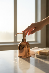 Bakır Sabunluk Rose Bakır Paslanmaz Sıvı Sabunluk Pirinç Materyal Bronz Tezgah Üstü Sabunluk