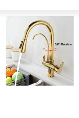 Gold Spiralli Mutfak Bataryası Spiralli Arıtıcılı Evye Armatür Tazzik ve Spreyleme Mod