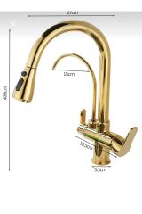 Gold Spiralli Mutfak Bataryası Spiralli Arıtıcılı Evye Armatür Tazzik ve Spreyleme Mod