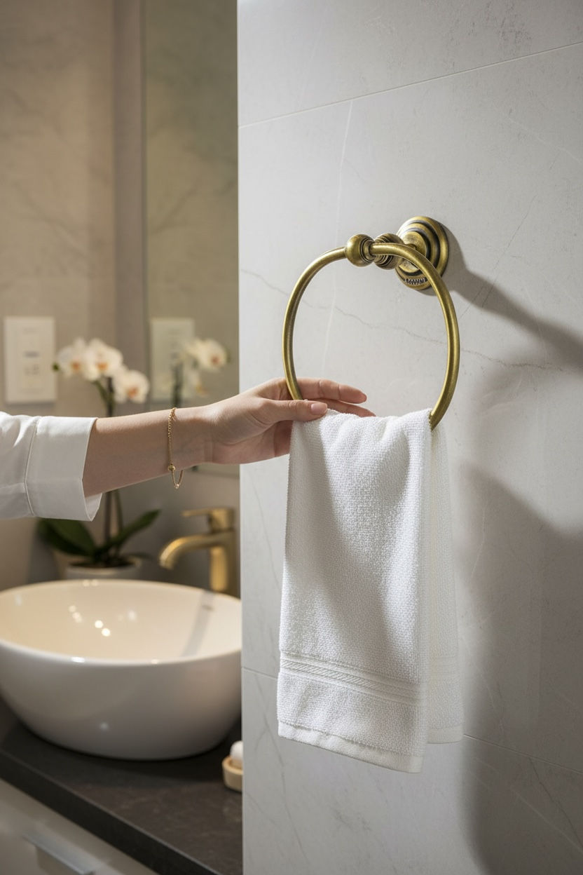 Eskitme Gold Havluluk Pirinç Materyal Paslanmaz Vintage Yuvarlak Havluluk Özel Tasarım